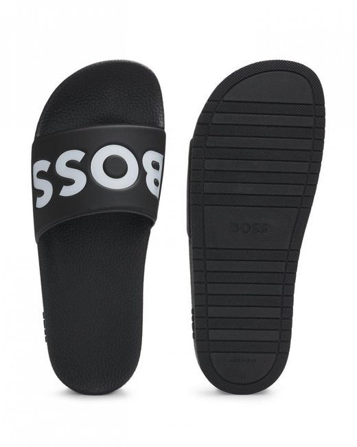 Boss Black Aryeh Italian-Made Slides With Large Logo Detail for men