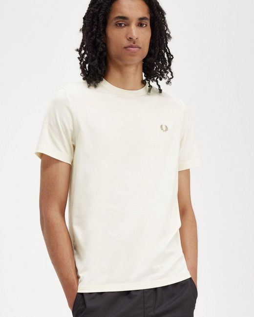 Fred Perry White Crew Neck for men