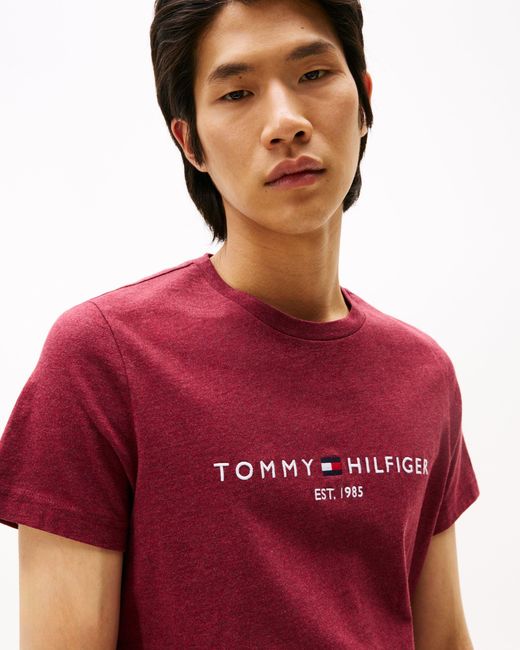 Tommy Hilfiger Red Tommy Logo Basic T-Shirt for men