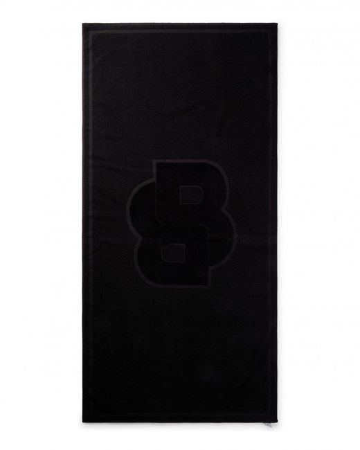 Boss Black Toni Cotton Beach Towel With Double Monogram