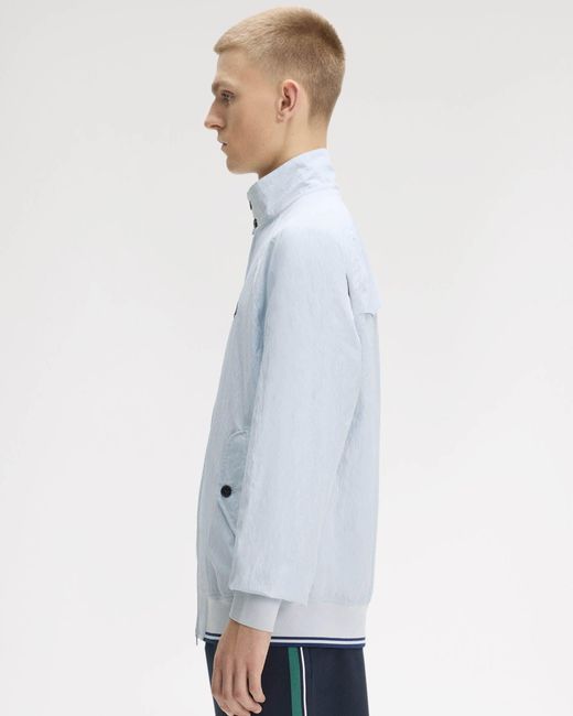 Fred Perry Blue Crinkle Harrington Jacket for men