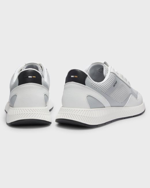 Boss White Reflective-Nylon Trainers With Ridged Sole for men