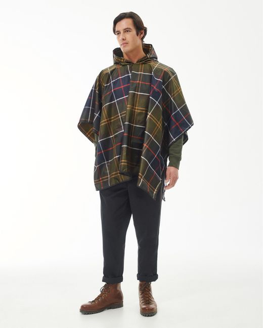 Barbour Black Tartan Showerproof Poncho
