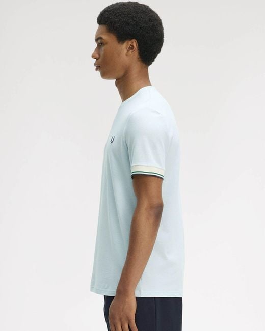 Fred Perry White Twin Tipped Cuff T-Shirt for men