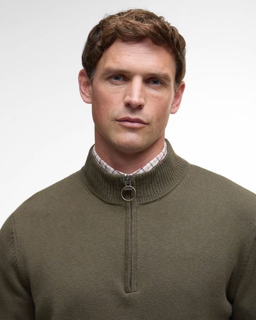 Barbour Brown Kelson Half Zip Knitted Jumper for men
