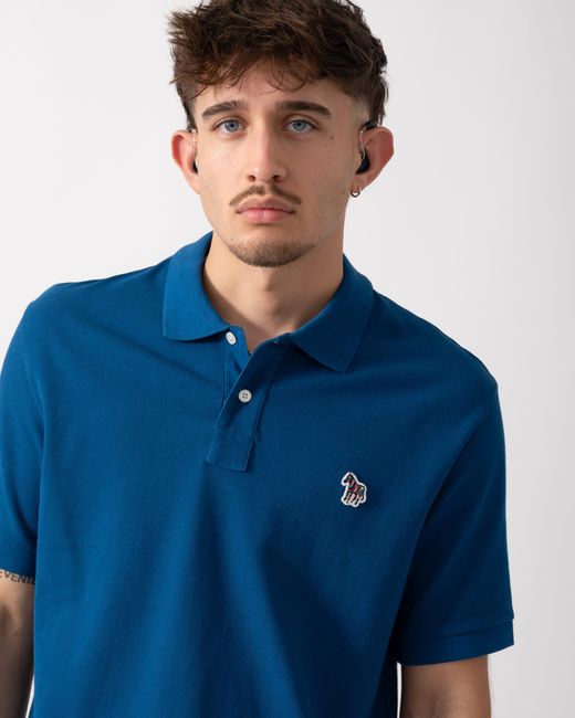 Paul Smith Blue Ps Regular Fit Short Sleeve Zebra Polo Shirt for men