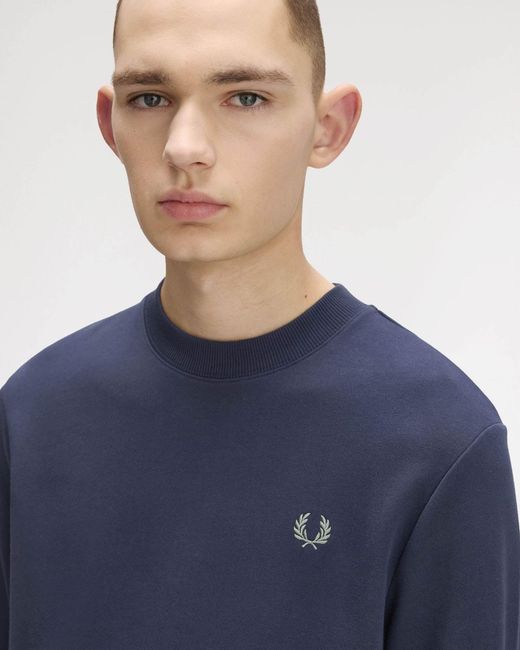 Fred Perry Blue Crew Neck Sweatshirt for men