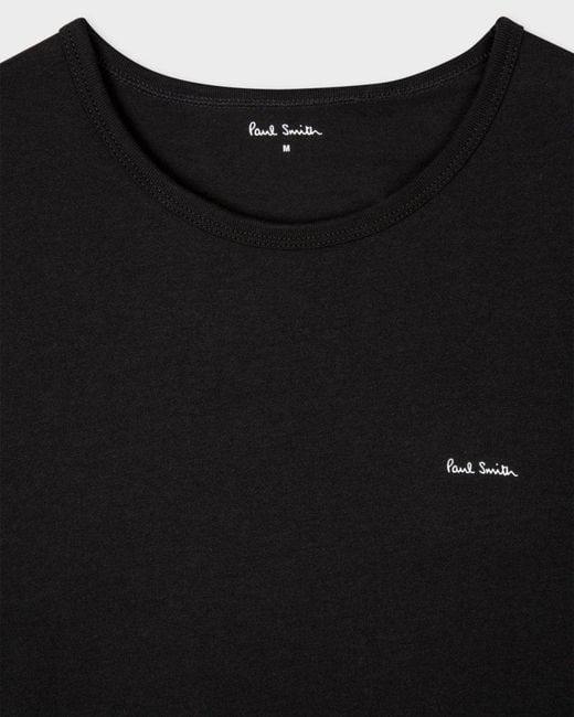 Paul Smith Black 5-Pack Logo Organic T-Shirts for men