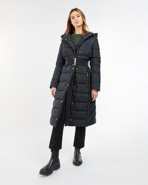 Barbour Blue Track Line Long Quilted Jacket