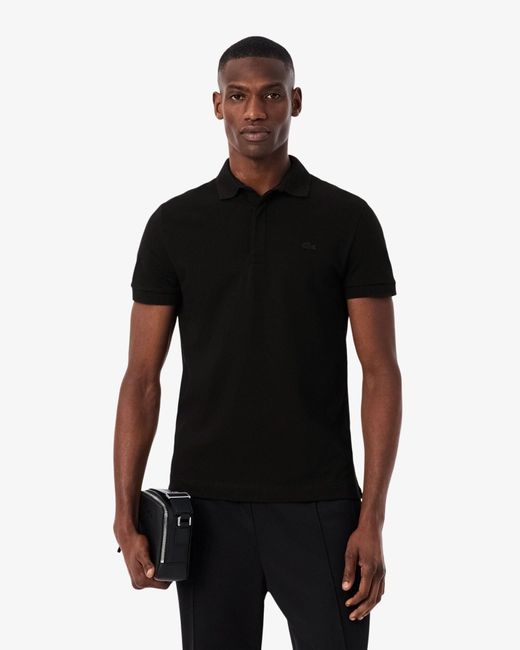 Lacoste Black Smart Paris Stretch Cotton Polo Shirt for men