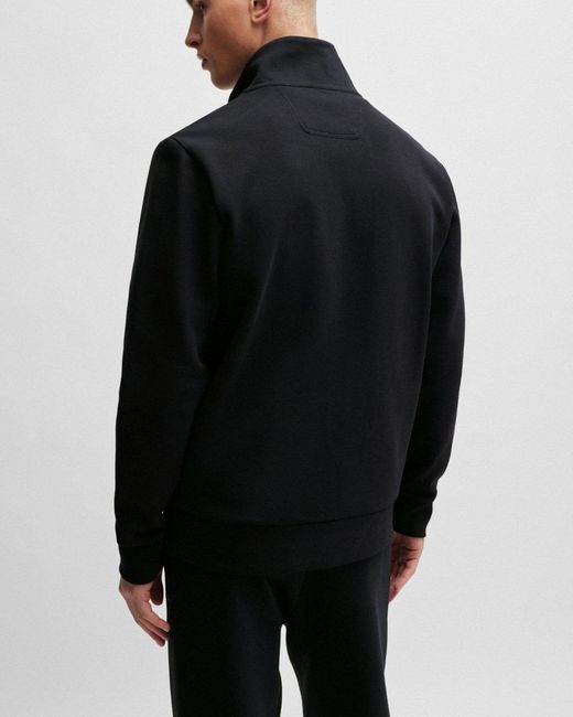 Boss Black Skaz Stretch-Cotton Full Zip Sweatshirt With Logo Print Nos for men