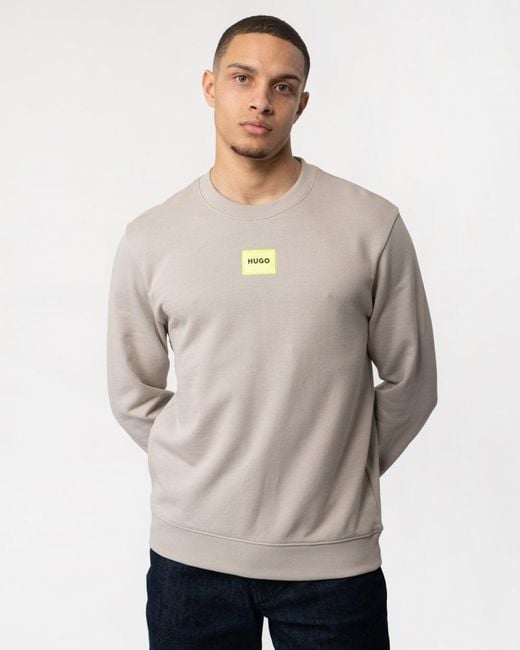 HUGO Gray Diragol212 Label Logo Sweatshirt for men