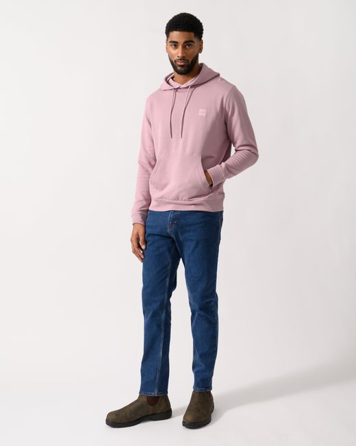 Boss Pink Wetalk Pullover Hoodie With Logo Patch for men