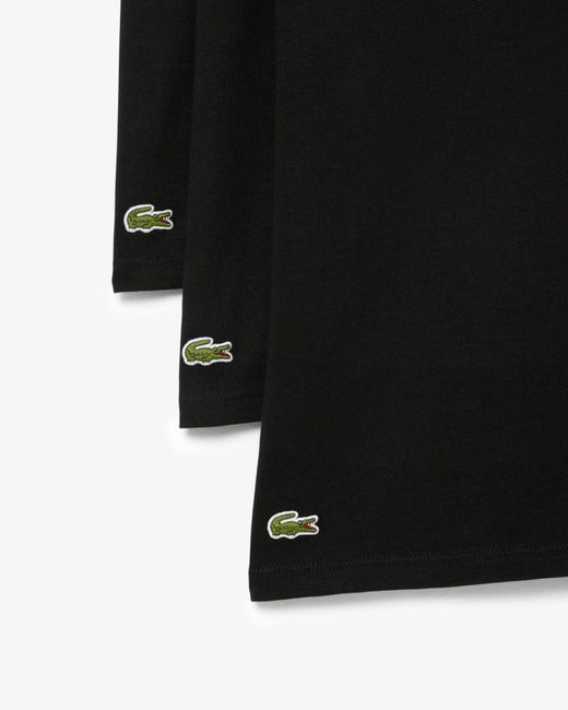 Lacoste Black 3-Pack Cotton Crew Neck T-Shirts for men