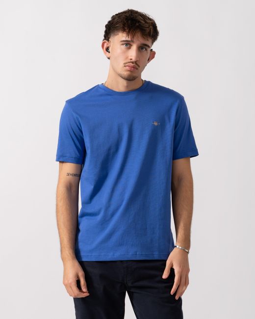 Gant Blue Regular Fit Short Sleeve Shield Logo T-Shirt for men