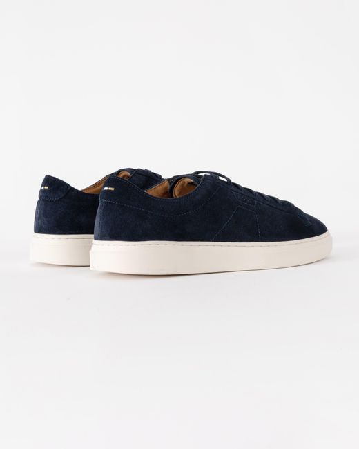 Boss Blue Kieran Suede Trainers With Embossed Logo for men