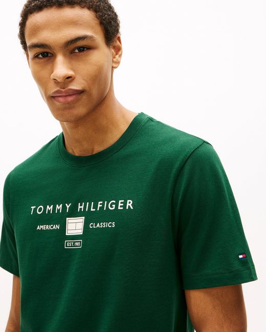 Tommy Hilfiger Green Brand Love Mono Stack T-Shirt for men