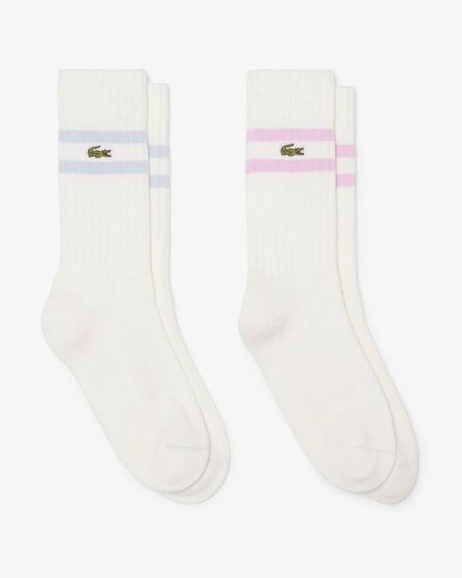 Lacoste White Ribbed Socks for men