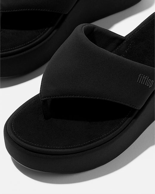 Fitflop Black Platfforms Wedge Toe-Post Sandals