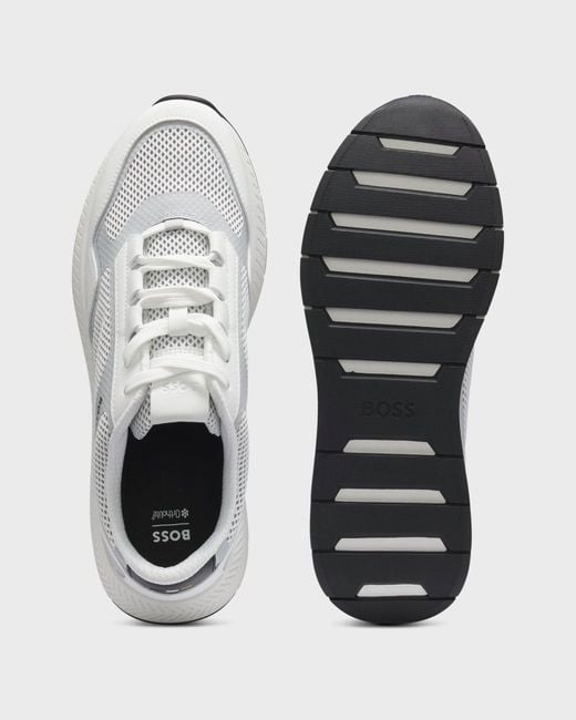 Boss White Reflective-Nylon Trainers With Ridged Sole for men