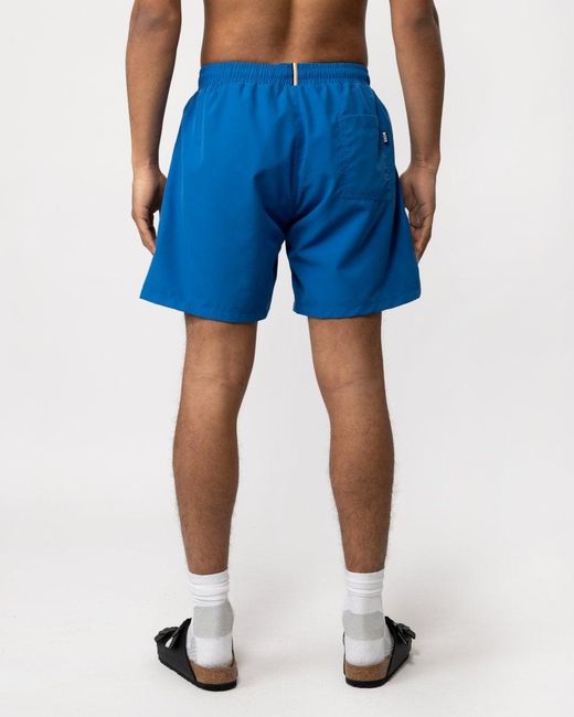 Boss Blue Dolphin Quick-dry Swim Shorts With Logo Details for men