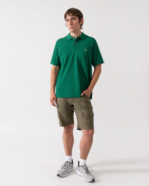 Gant Green Regular Fit Short Sleeve Shield Logo Pique Polo for men