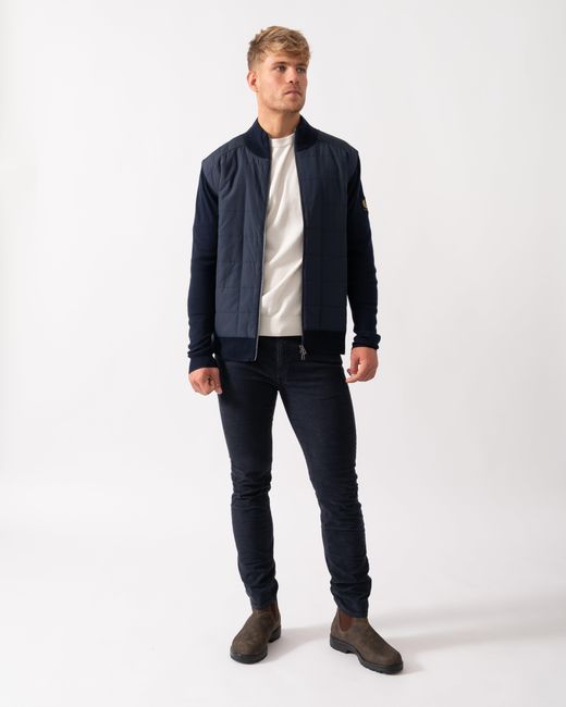Belstaff Blue Kelbrook Merino Wool Zip Cardigan for men