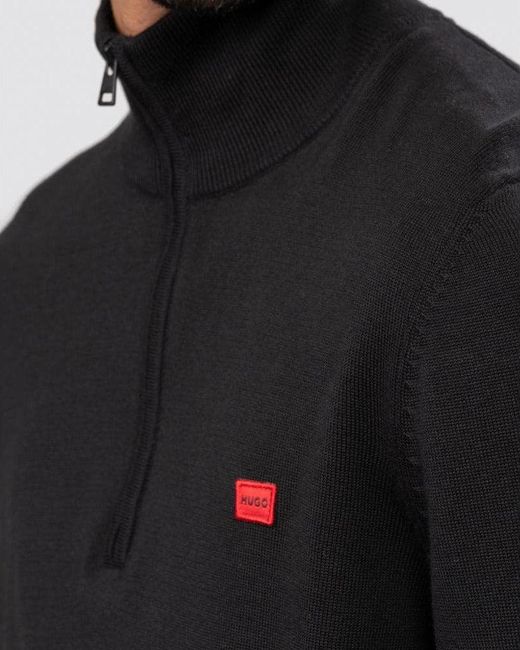 HUGO Black San Quintus-C 1/4 Zip Pullover Size: L for men