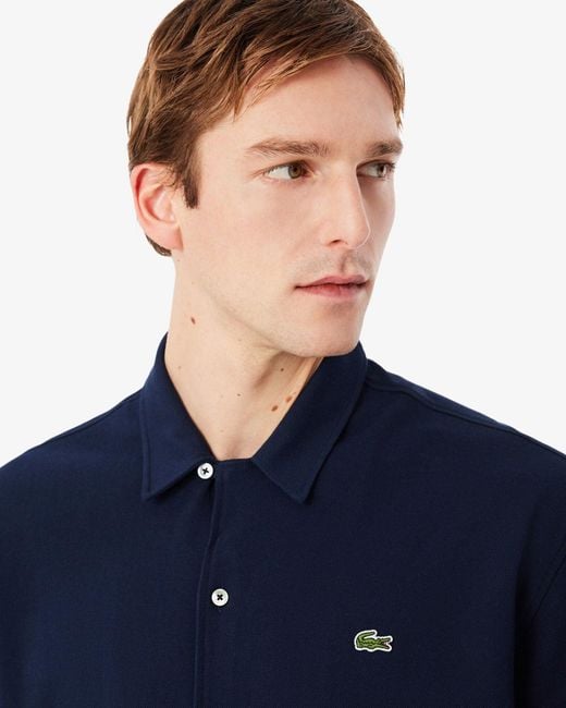 Lacoste Blue Relaxed Fit Short Sleeved Piqué Shirt for men