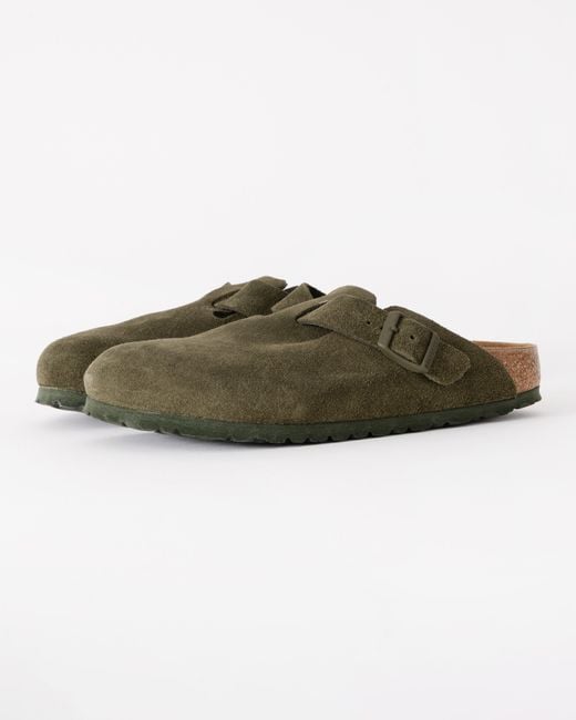 Birkenstock Green Boston Suede Leather Clogs