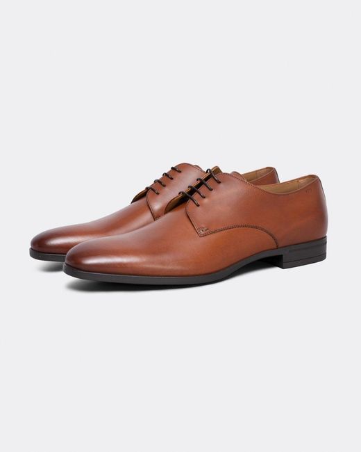 Boss Brown Kensington Leather Derby Shoes With Rubber Sole Nos for men