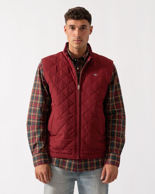 Gant Red Quilted Windcheater Vest for men