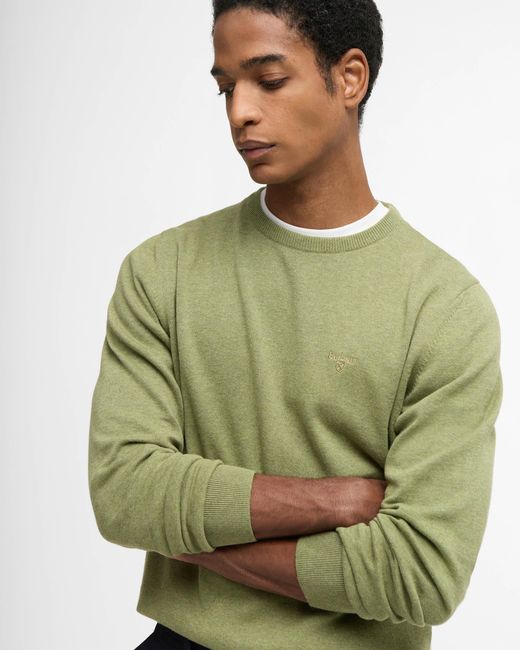 Barbour Green Pima Cotton Crew Sweatshirt for men