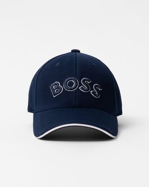 Boss Blue Cap-us Logo-embroidered Cap In Woven Piqué Nos for men