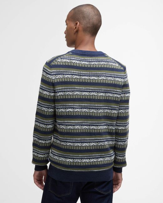 Barbour Blue Topcliffe Fairisle Crew Neck Sweater for men
