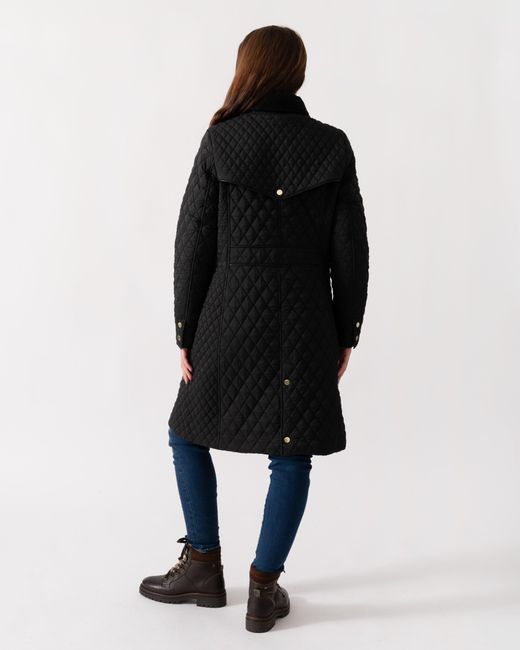 Joules Blue Rosewell Long Diamond Quilt Jacket
