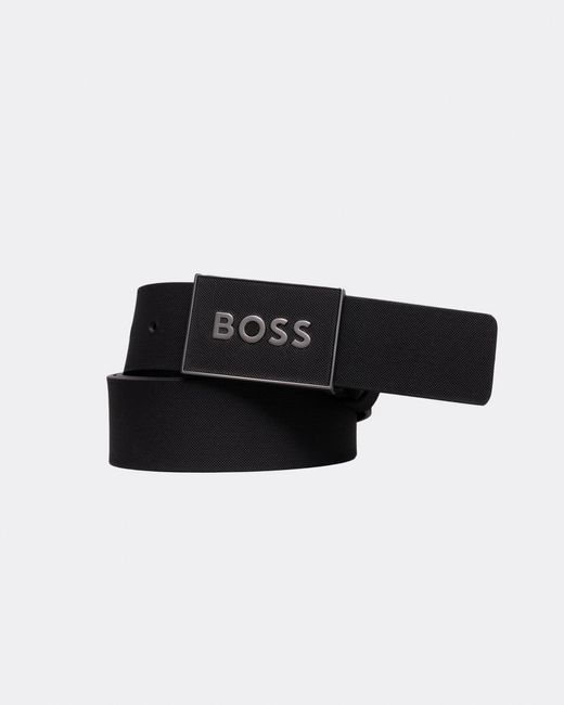 Boss Black Icon-s1 Plaque-buckle Belt In Italian Leather for men