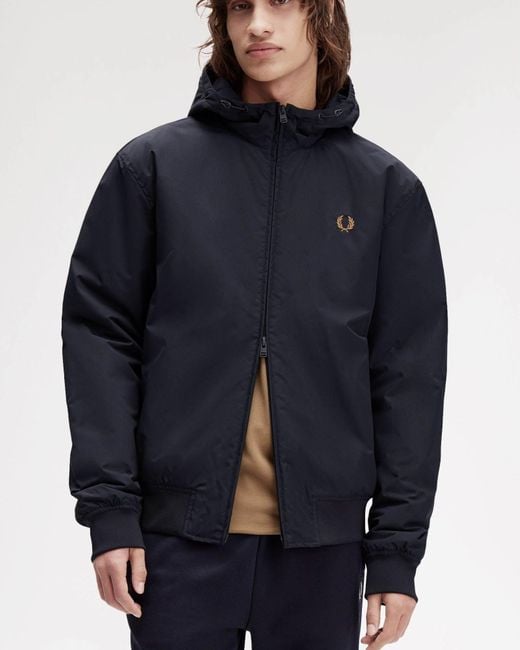 Fred Perry Blue Hooded Brentham Jacket for men