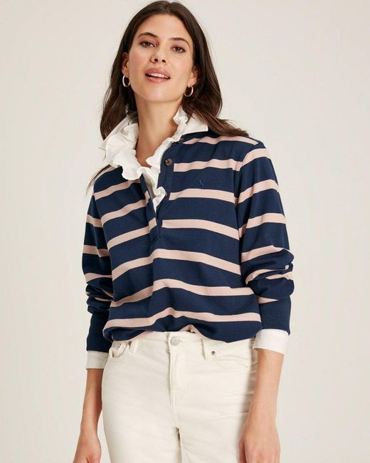 Joules Blue Sammie Striped Rugby Shirt
