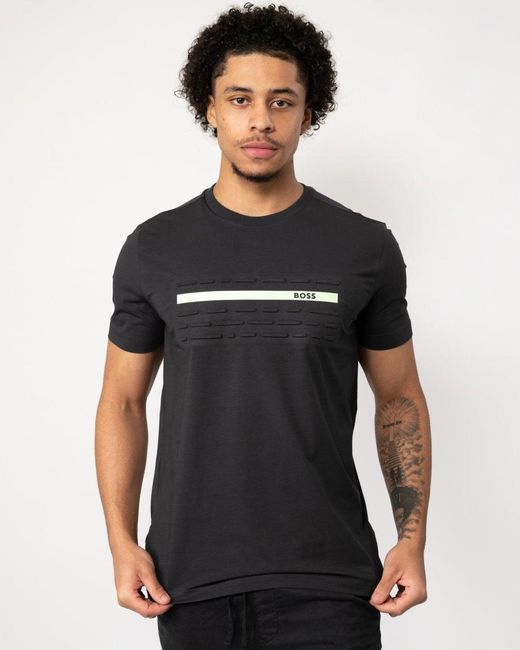 Boss Black Tee 4 Stretch Cotton Regular Fit T-shirt With Embossed Artwork for men