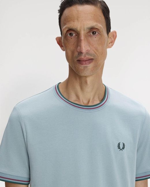 Fred Perry Blue Twin Tipped T-Shirt for men