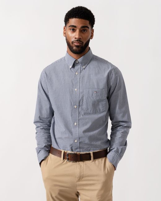 Gant Gray Regular Fit Classic Poplin Gingham Shirt for men