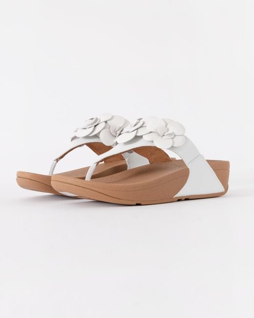 Fitflop White Lulu Flower Toe-Post Sandals