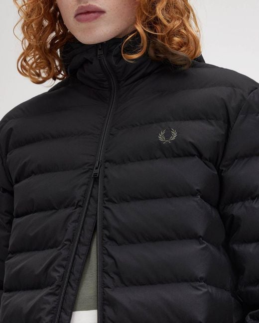 Fred Perry Black Hooded Padded Jacket for men