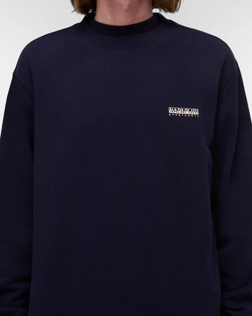 Napapijri Blue Small Box Crew Neck Sweatshirt for men