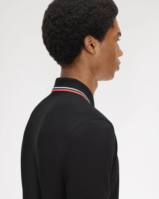 Fred Perry Black Twin Tipped Signature Polo Shirt for men