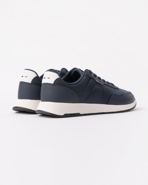 Boss Blue Titanium Runn Low-Top Trainers With Textured Uppers for men