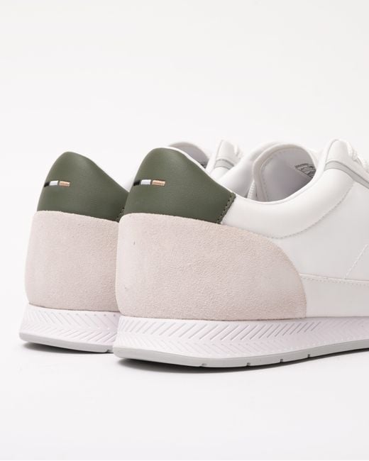 Boss White Nitan Low-Top Trainers With Suede And Faux Leather for men