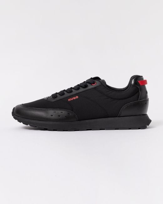 HUGO Black Icelin Running-Inspired Trainers With Zigzag Detailing for men