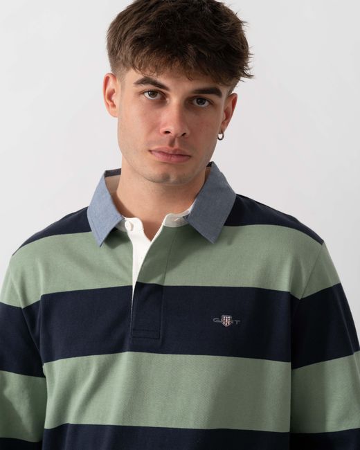 Gant Blue Regular Fit Chambray Stripe Heavy Rugger for men